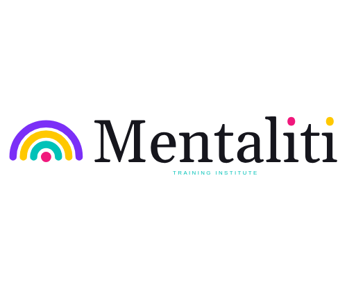 A rainbow with black text next to it that says 'Mentaliti'. The first I is dotted with red and the second with yellow.